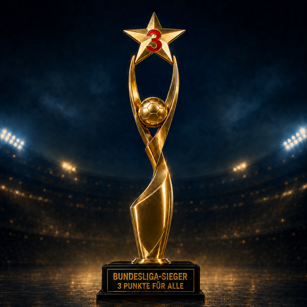 Goldener Bundesliga-Siegerpokal der Tippgemeinschaft 3 Punkte f&uuml;r alle